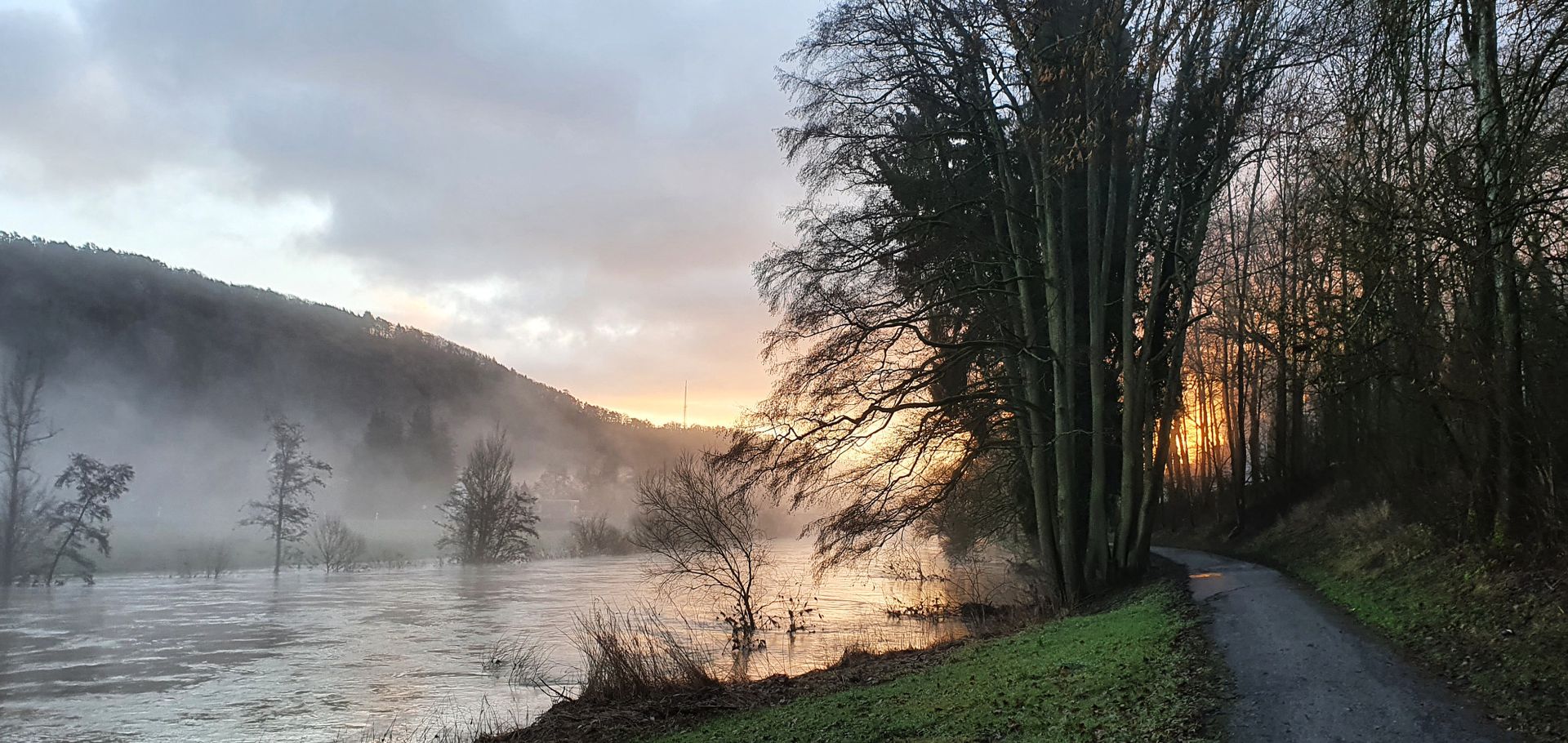 Mist over Sauer river in Echternach