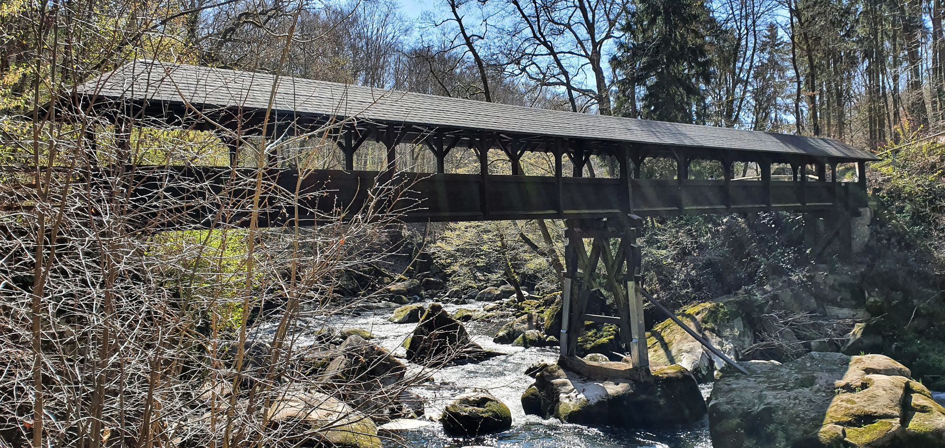 25th of April 2021. Bridge over waterfall in Irrel on Prum river