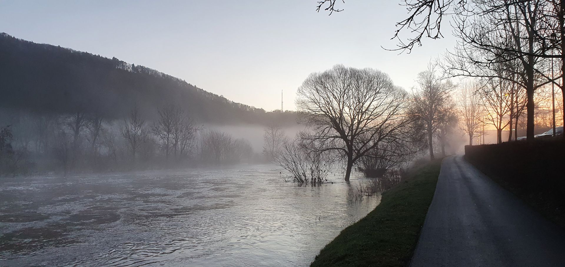 Mist over Sauer river in Echternach