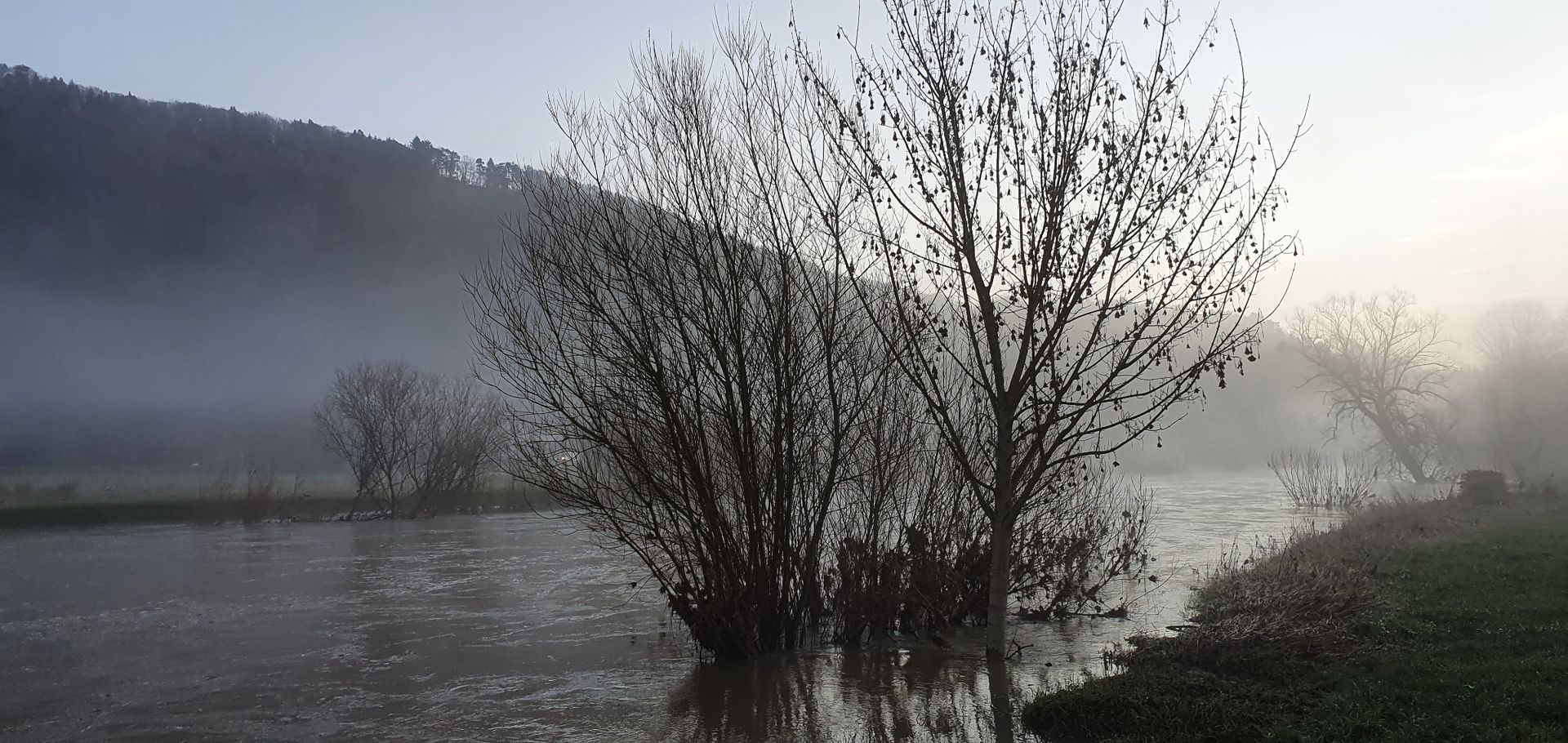 Mist over Sauer river in Echternach