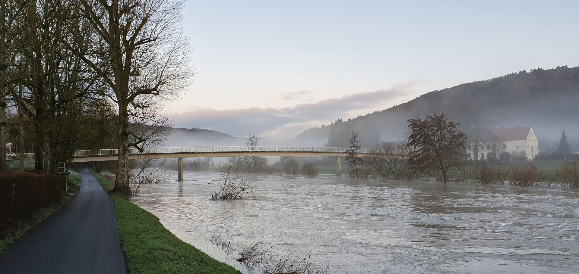 Mist over Sauer river in Echternach