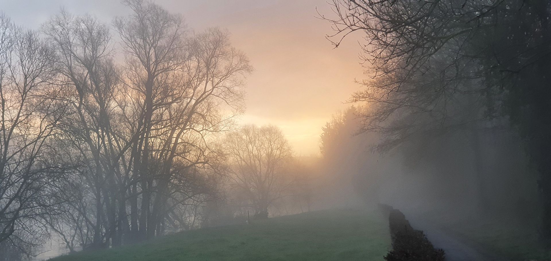 Mist over Sauer river in Echternach